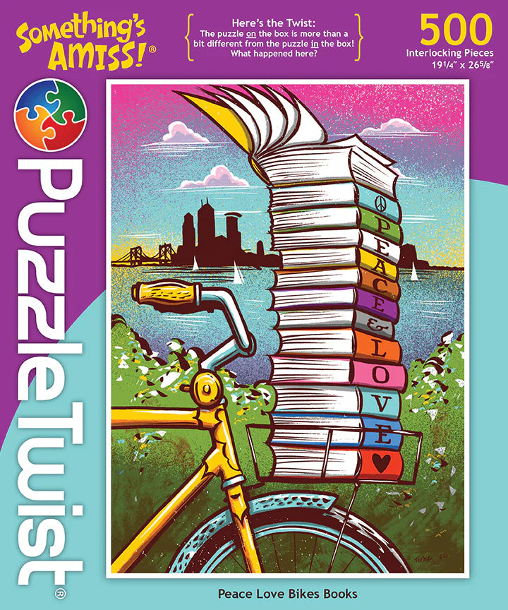 Peace Love Bikes Books Puzzle