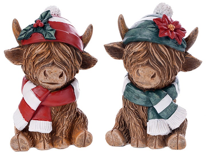 Poinsettia Holiday Highland Cow