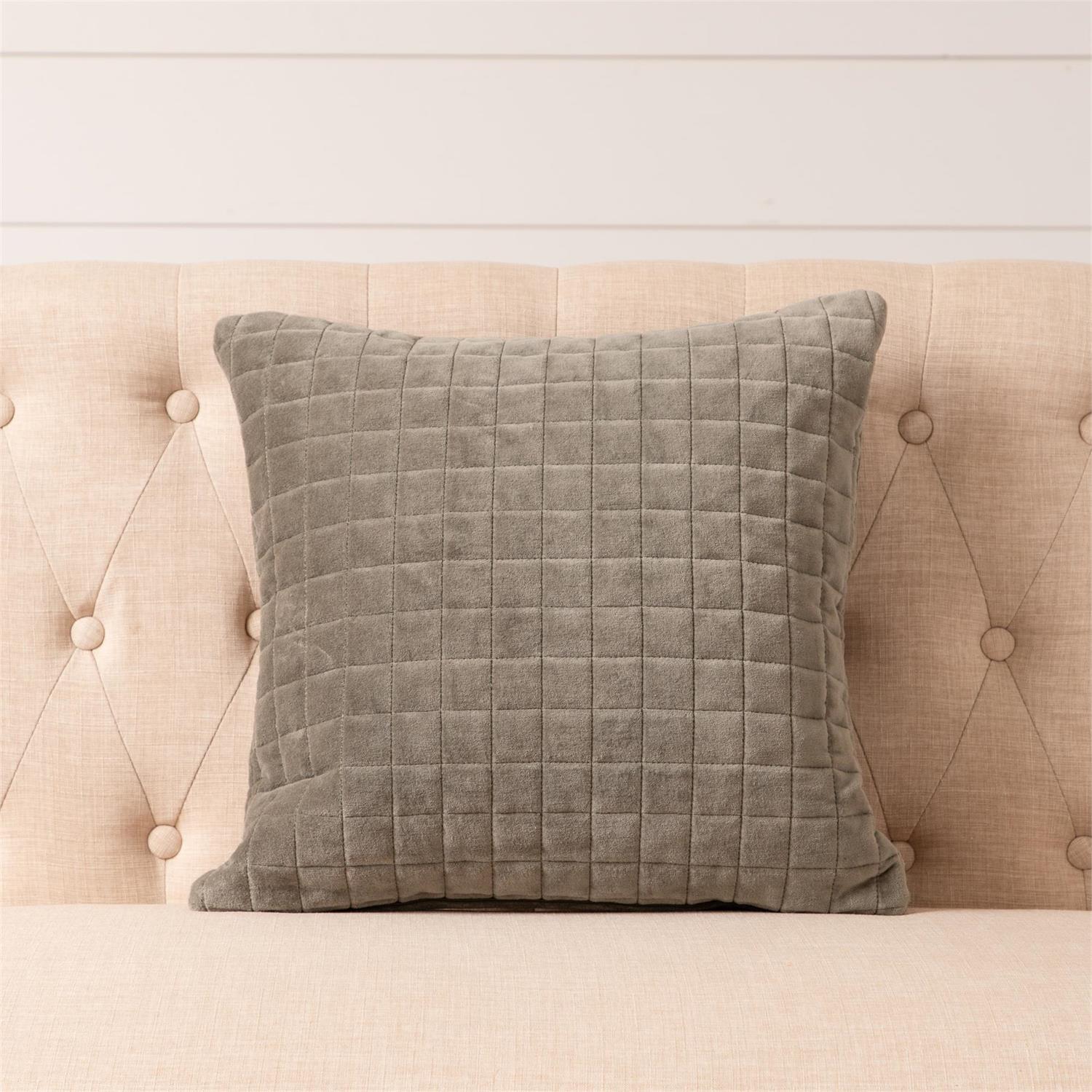 Quilted Velvet Sage Throw Pillow