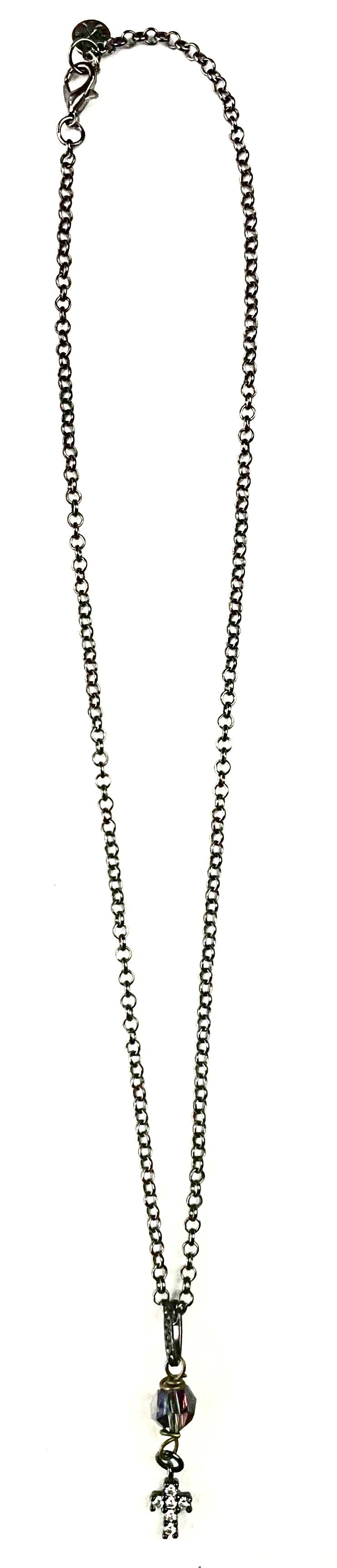 Thin Chain with Cross Drop Pendant Necklace