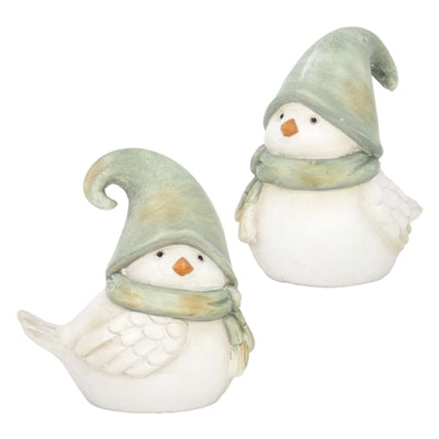 Green Scarf & Hat Winter Birds