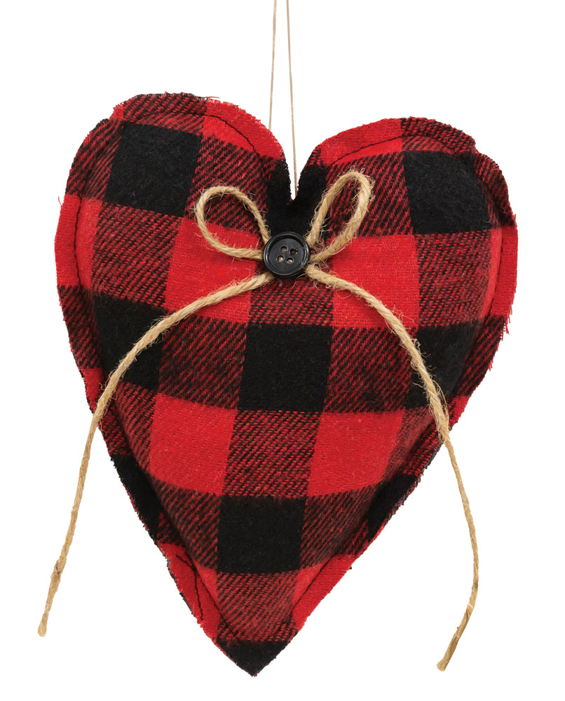 Red & Black Check Stuffed Heart Ornament