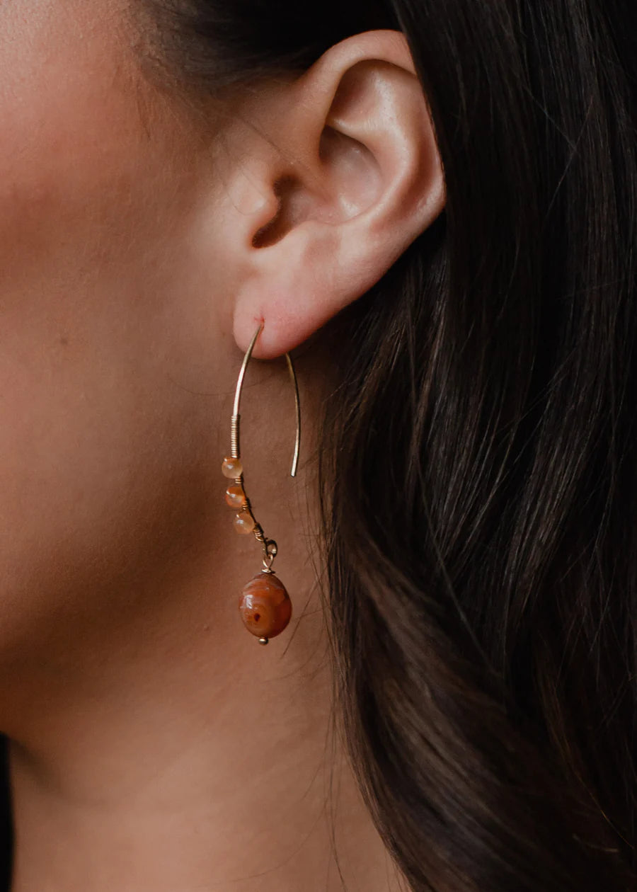 Red & Orange Blend Bead Statement Drop Earrings