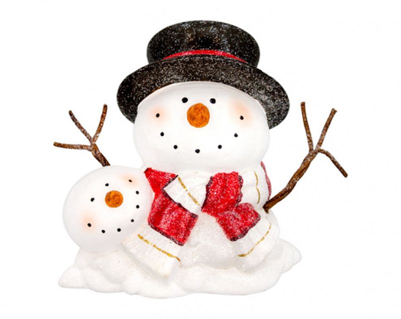 Resin Red Scarf and Top Hat Snowman