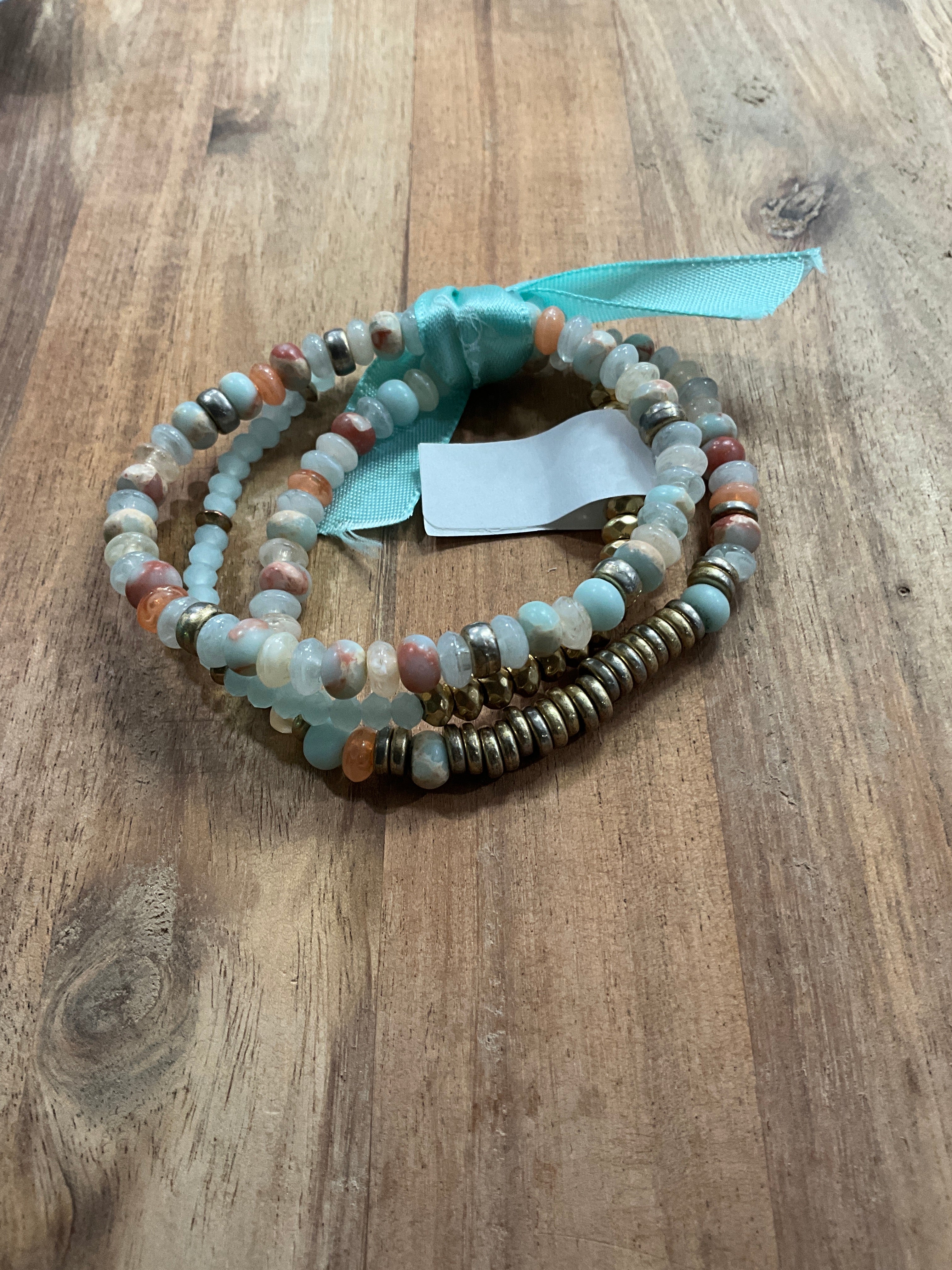 RIVER STRETCH BRACELET SET OF 3 AMAZONITE
