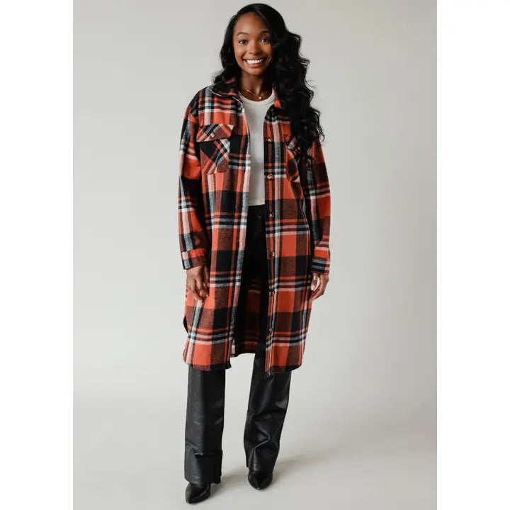 Rust, Black & Cream Duster Plaid Flannel