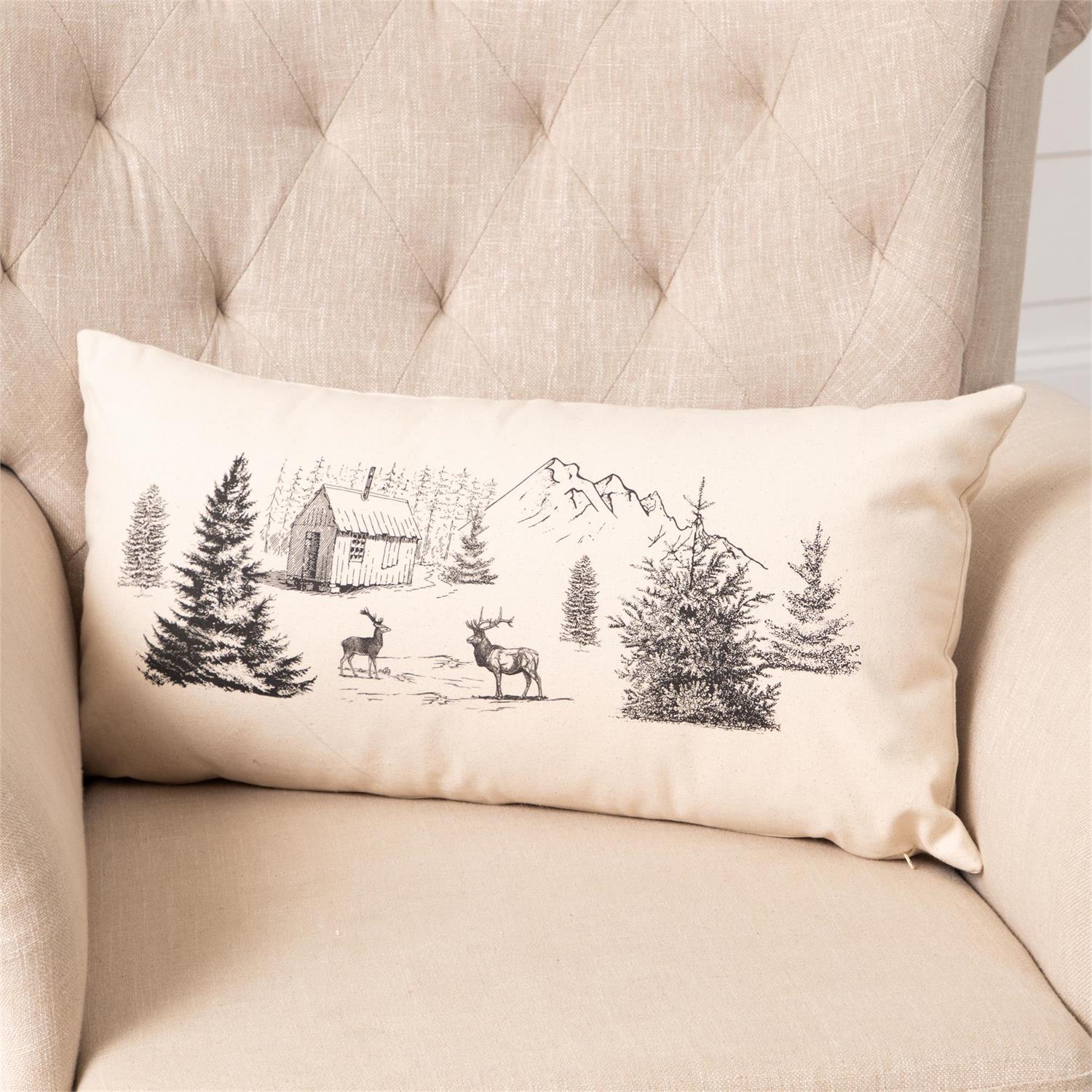 Rustic Cabin In Forest Lumbar Pillow