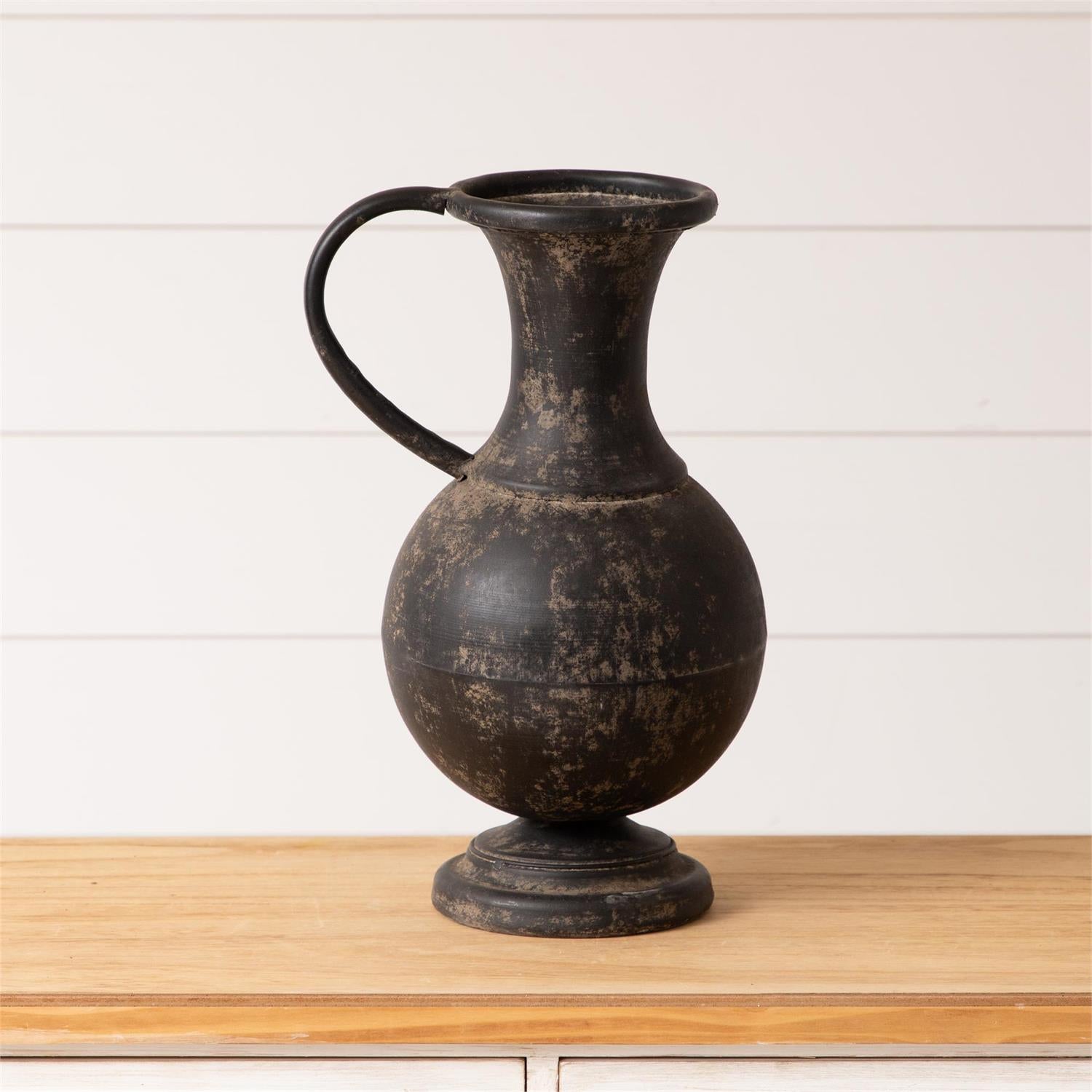 Rustic Metal Pitcher Vase