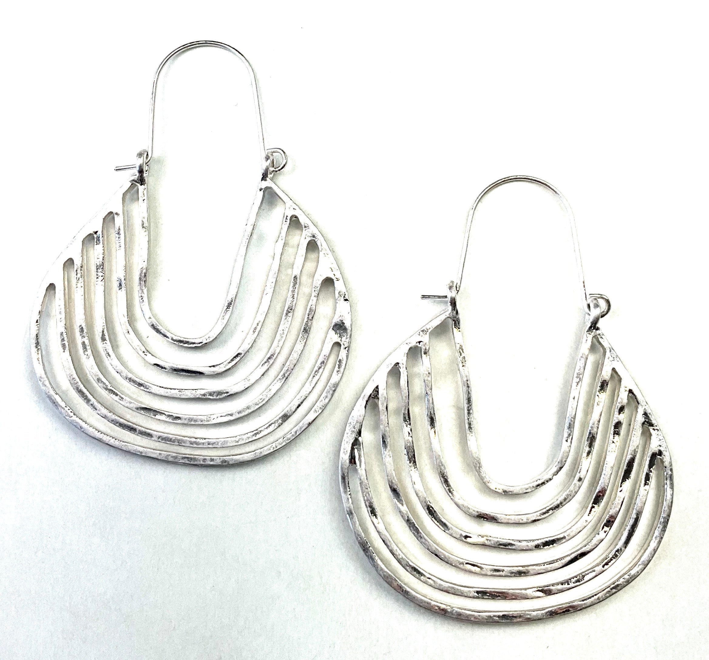 Boho Silver Lines Hoop Earrings