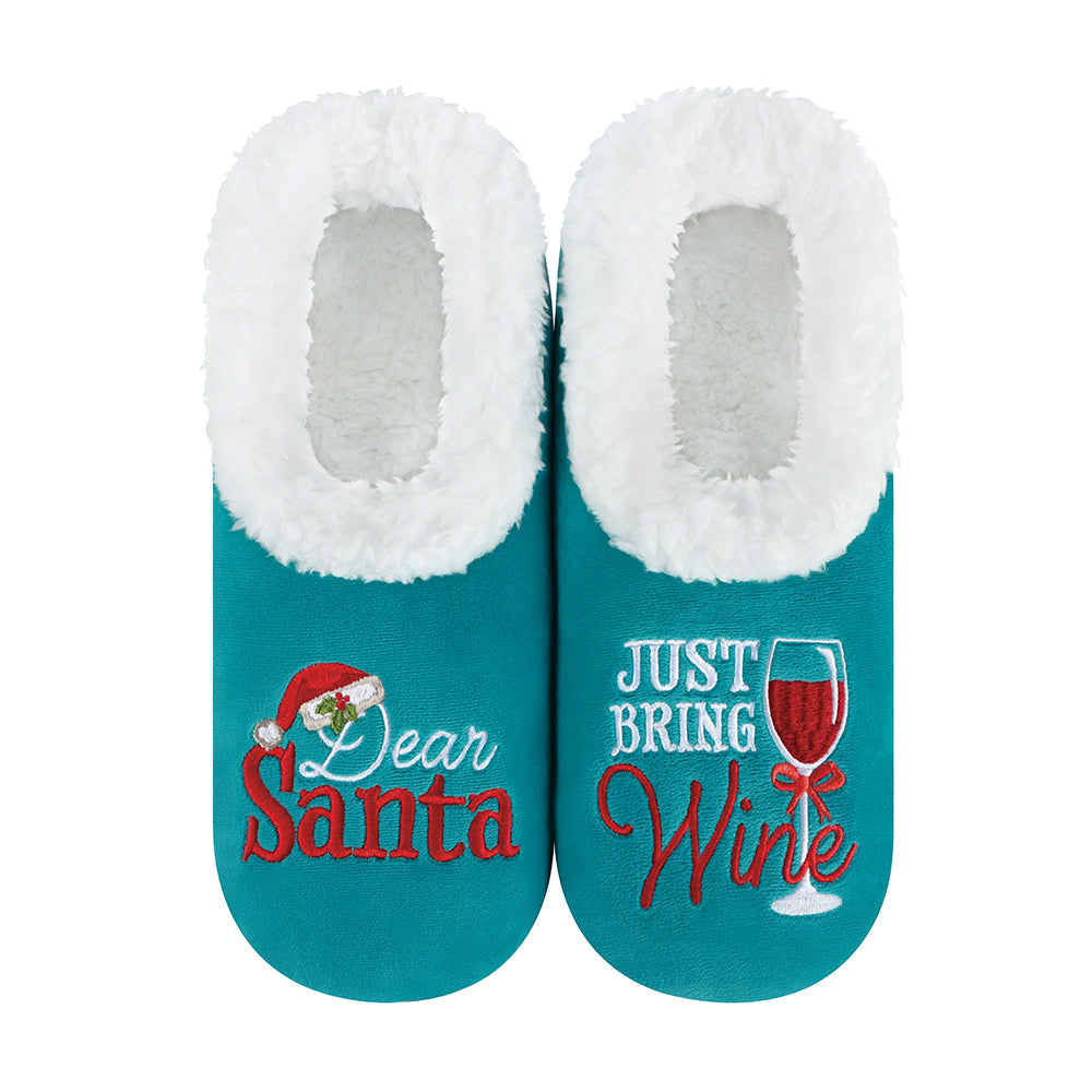 Santa Just Bring Wine Snoozies Slippers