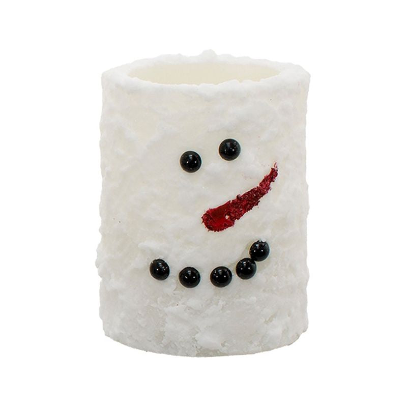 Short White Snowman LED Pillar