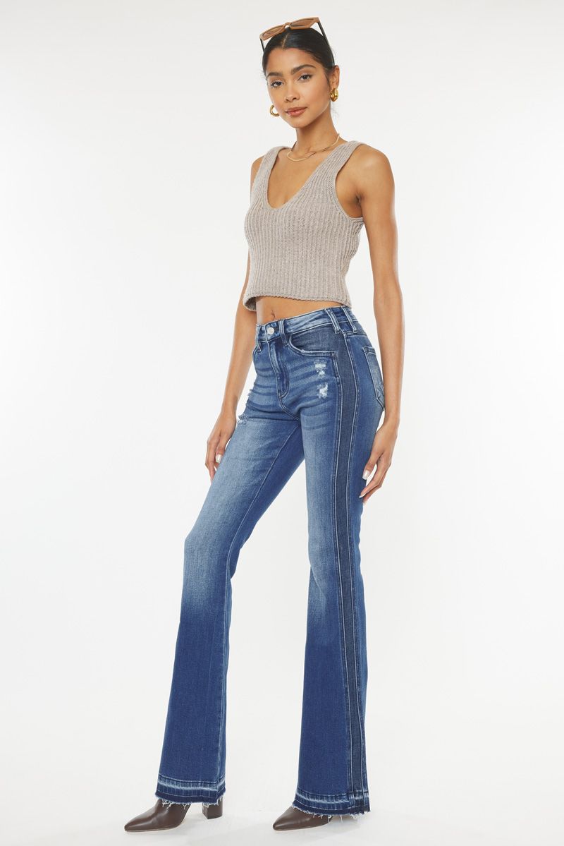 Side Stripe KanCan Denim Flare Jeans