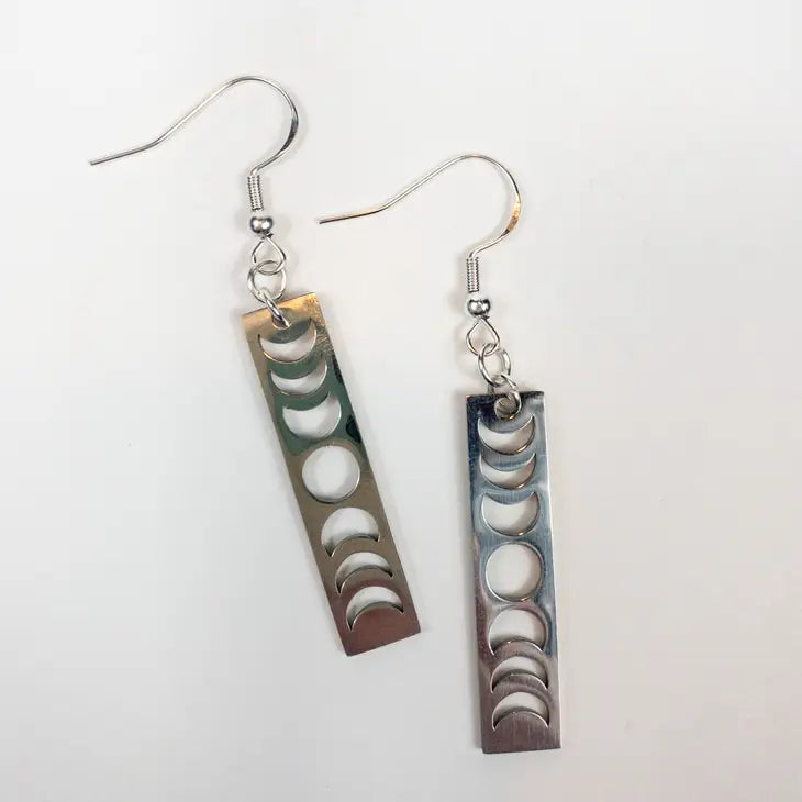 Silver Moon Phases Boho Earrings