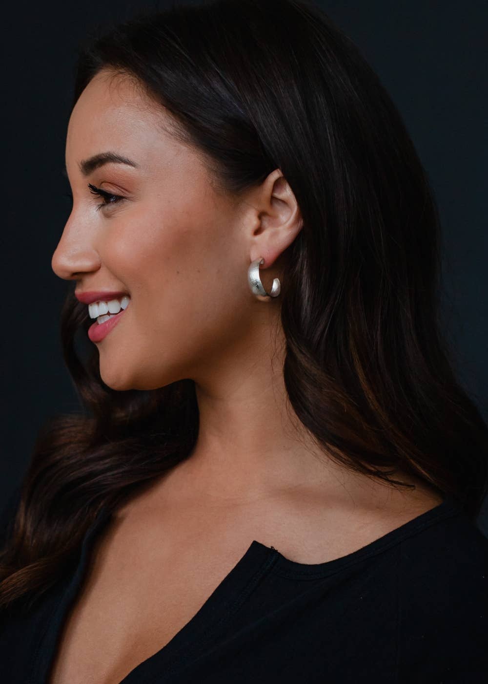 Silver Textured Hoop Earrings