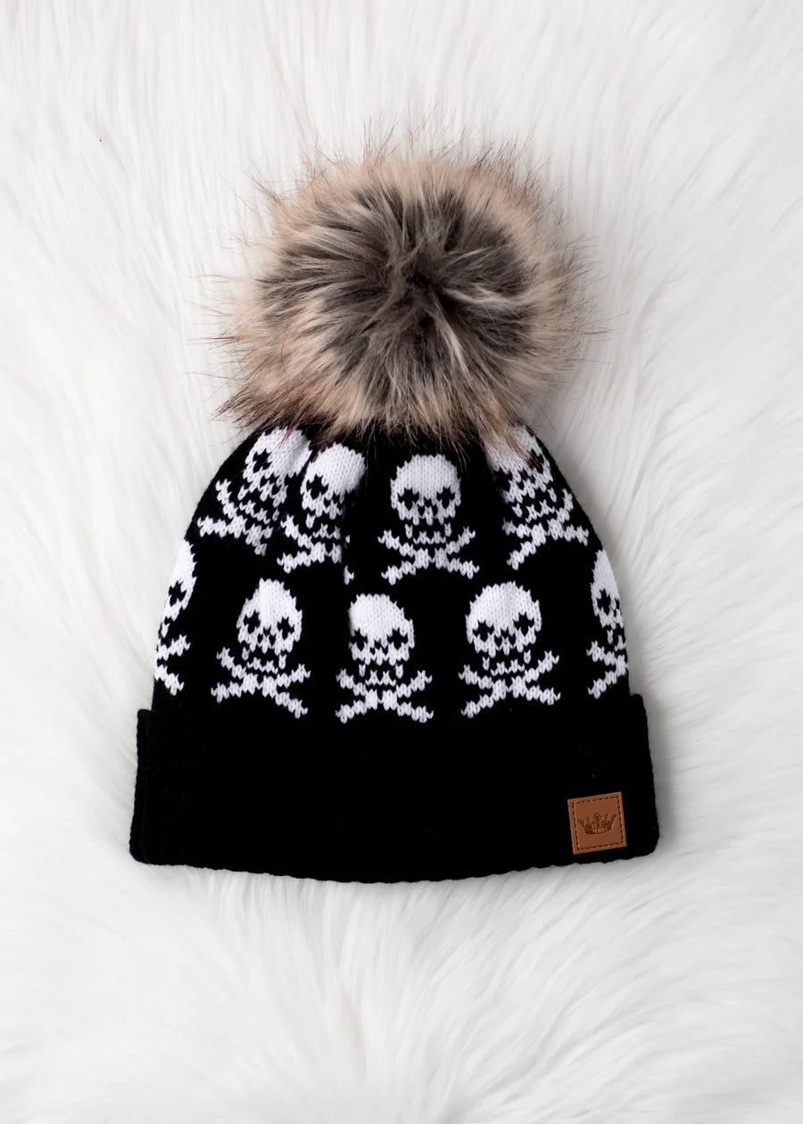 Skull POM Beanie Hat