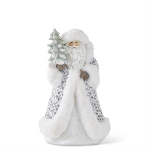 Snowy Trimmed Gray Knit Coat Santa
