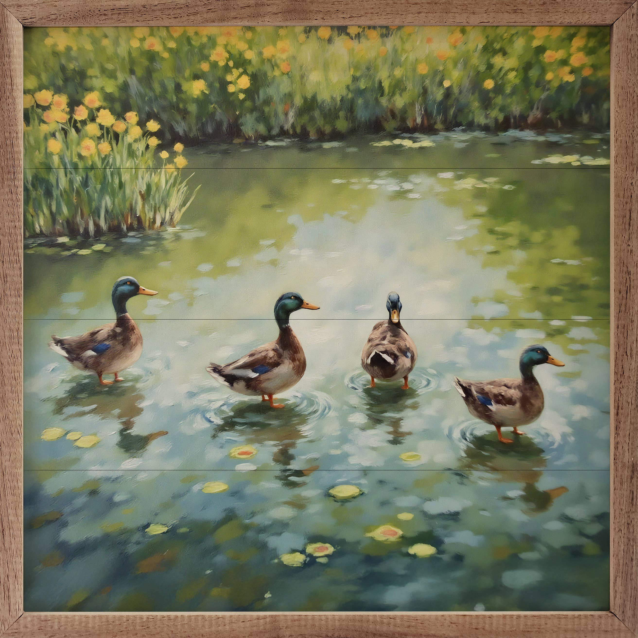 Spring Ducks In Pond