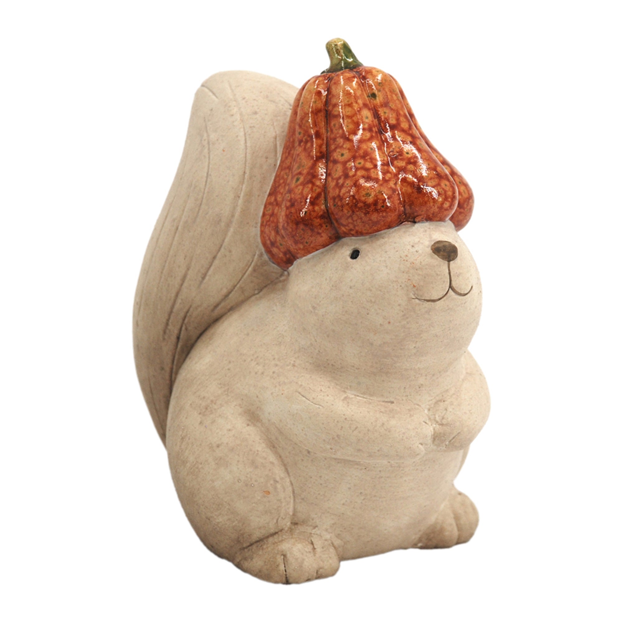 Stone Pumpkin Hat Squirrel