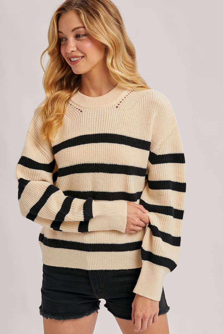 Striped Chunky Rin-Knit Sweater