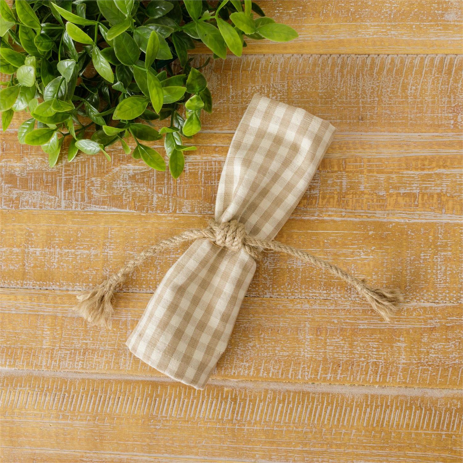 Tan and Linen Check Napkins