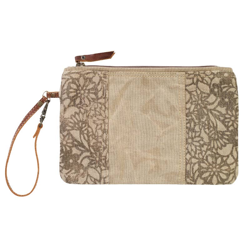 Tan Floral Clutch