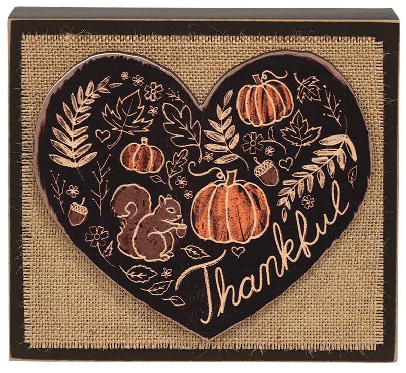 Thankful Fall Layered Heart & Burlap Box Sign