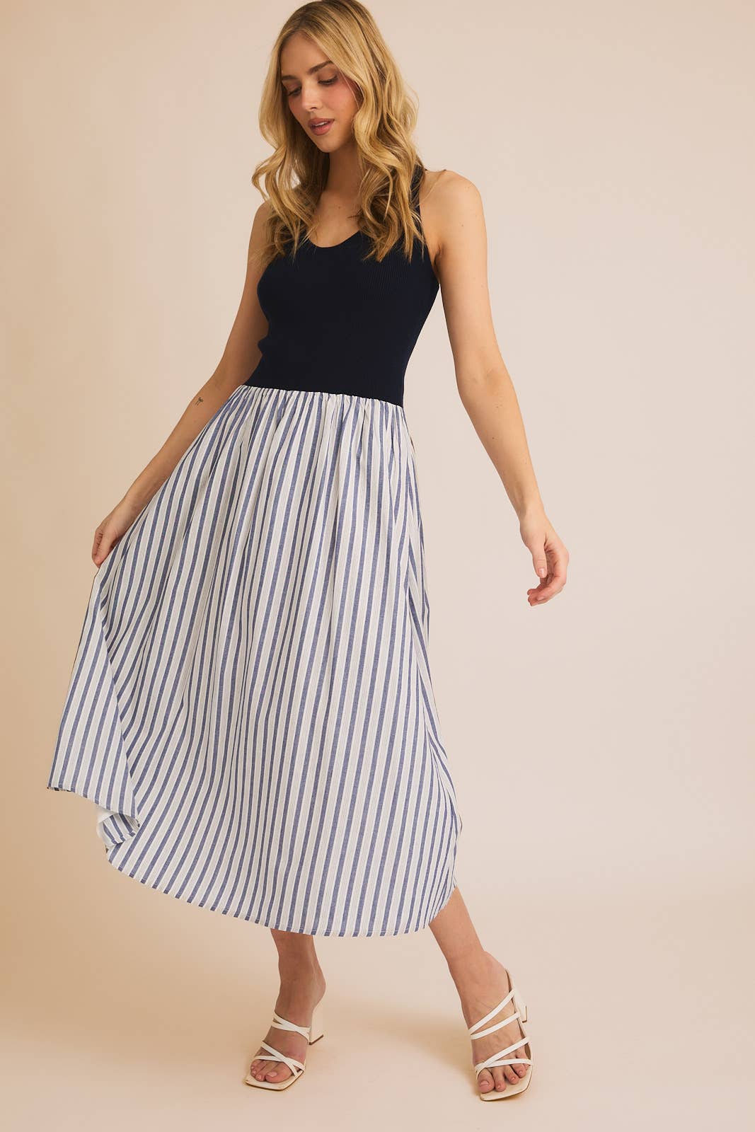 V-Neck Drop Waist Maxi Dress