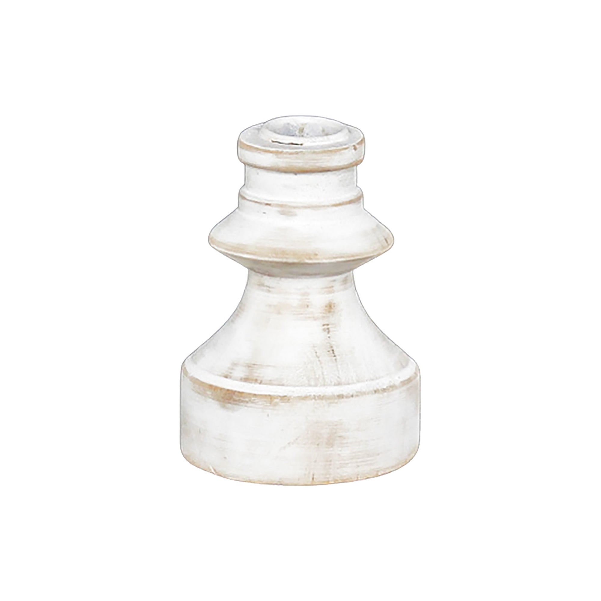 White-Washed Wood Short Taper Candle Holder