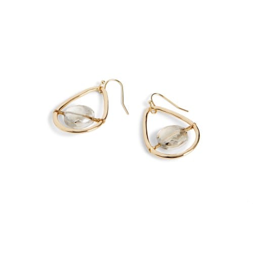 Whispers Bead Center Gold Teardrop Earrings