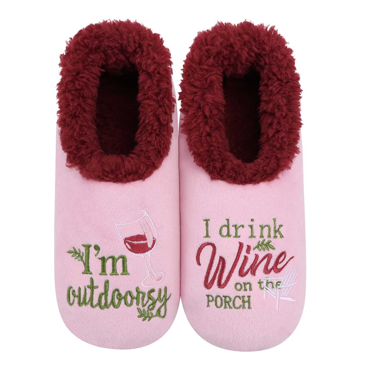 Snoozies I'm Outdoorsy I Drink Wine On the Porch Women's Slippers