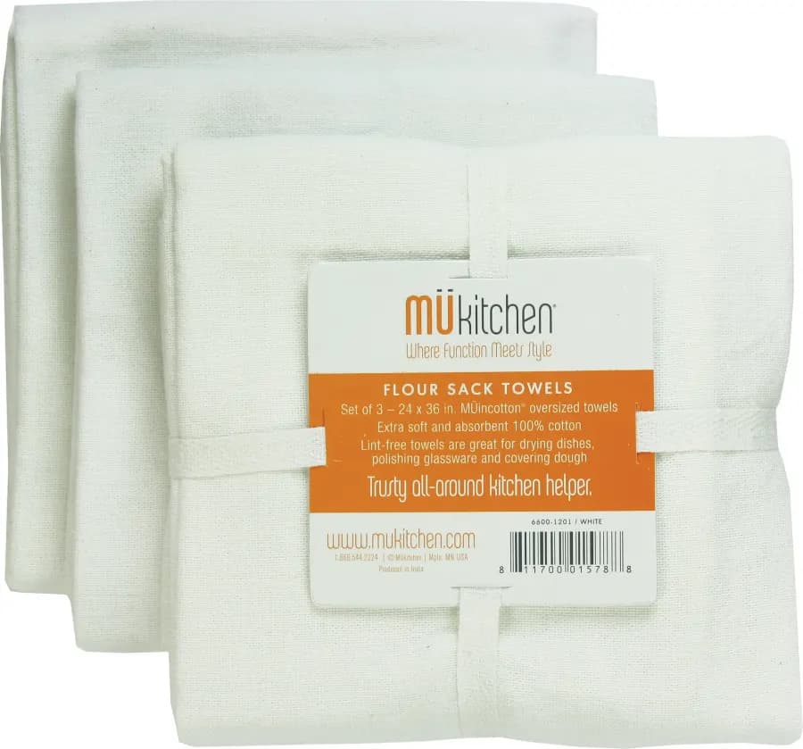 White Flour Sack Towels Set of 3
