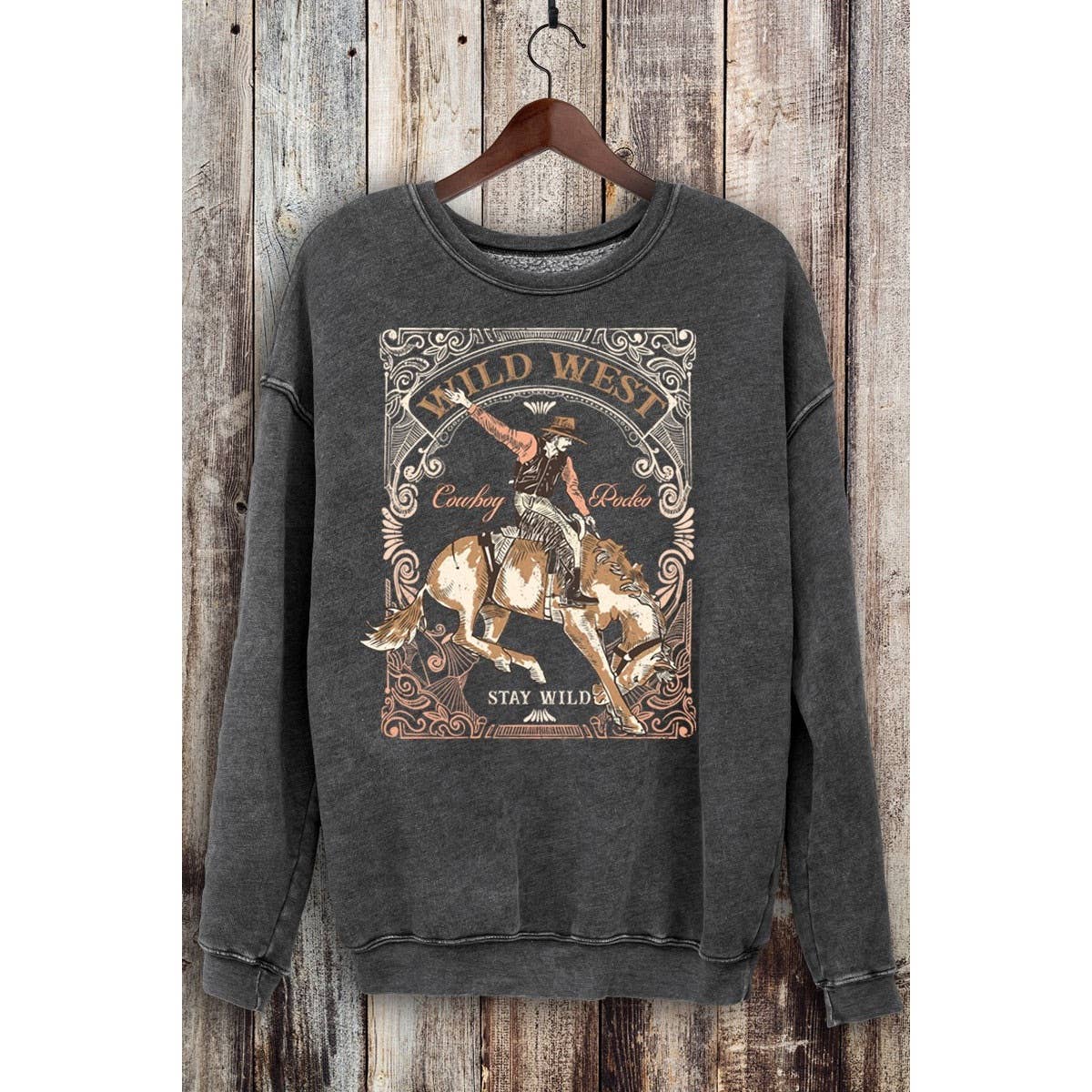 Wild West Cowboy Rodeo Mineral Crewneck Sweatshirt