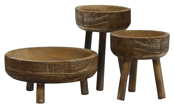 Wood Legged Pedestal Bowls