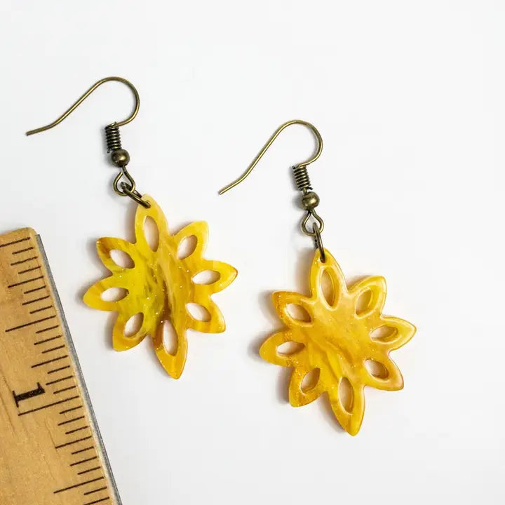 Yellow Cosmo Flower Earrings