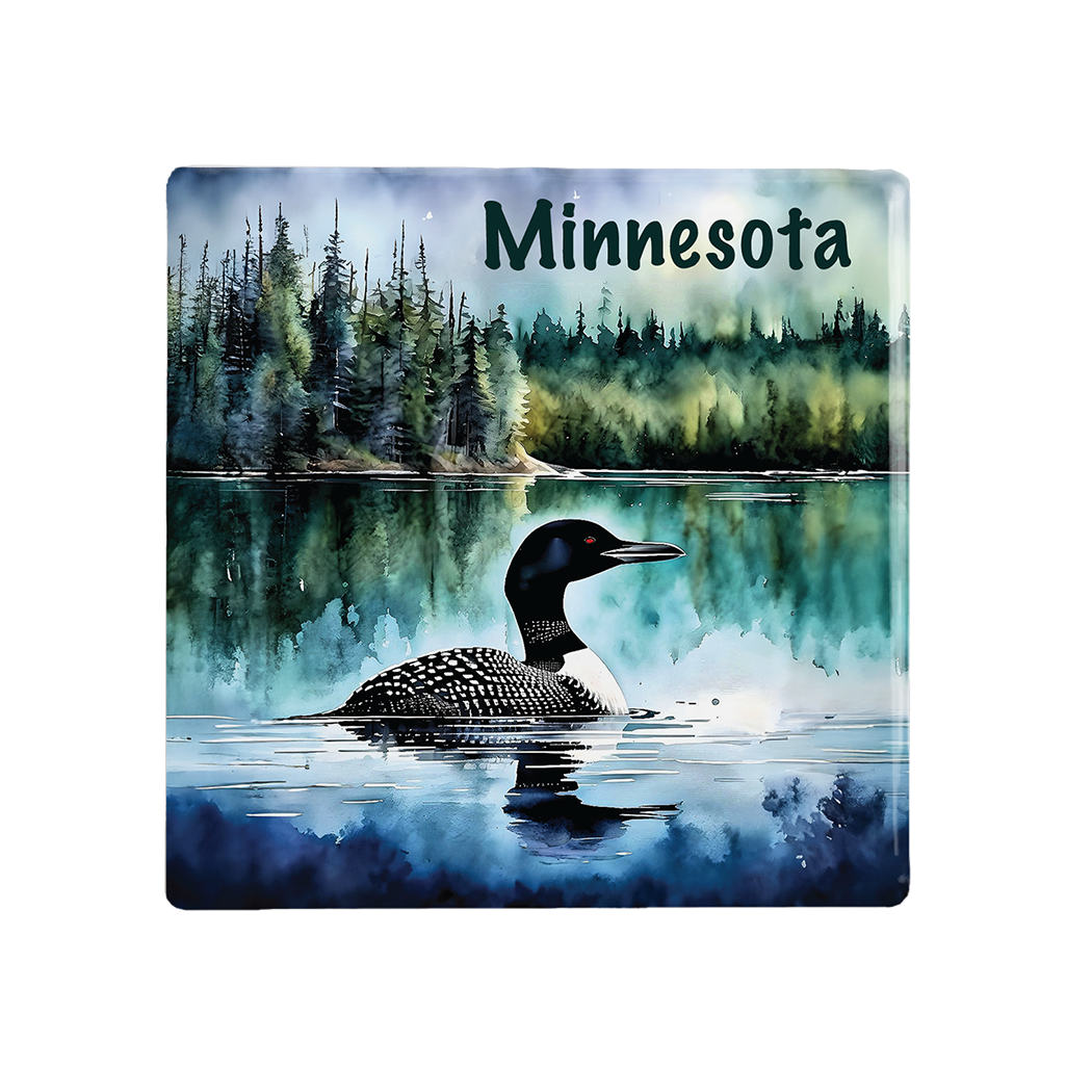 Minnesota Blue Bayou Loon Ceramic Coaster