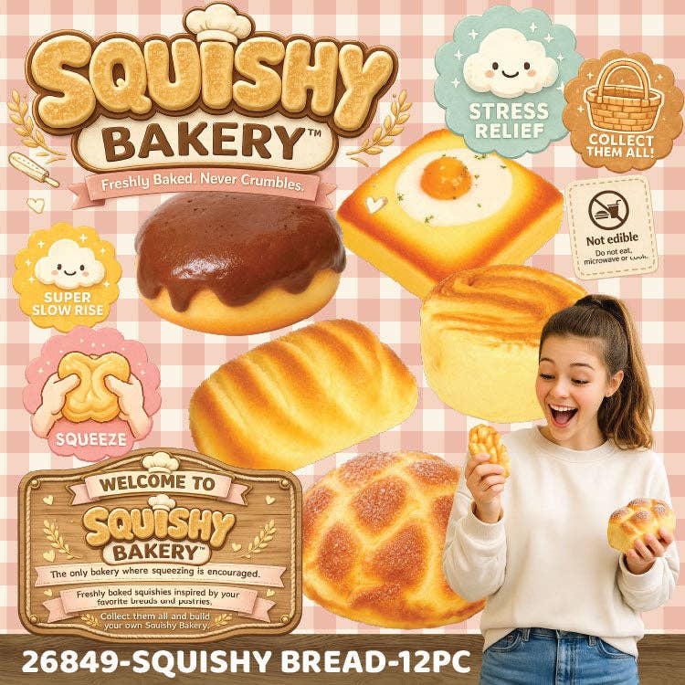 Fun Doh Bakery Slow Rise Squishy Bread Variety - 12/Display: Wholesale Price