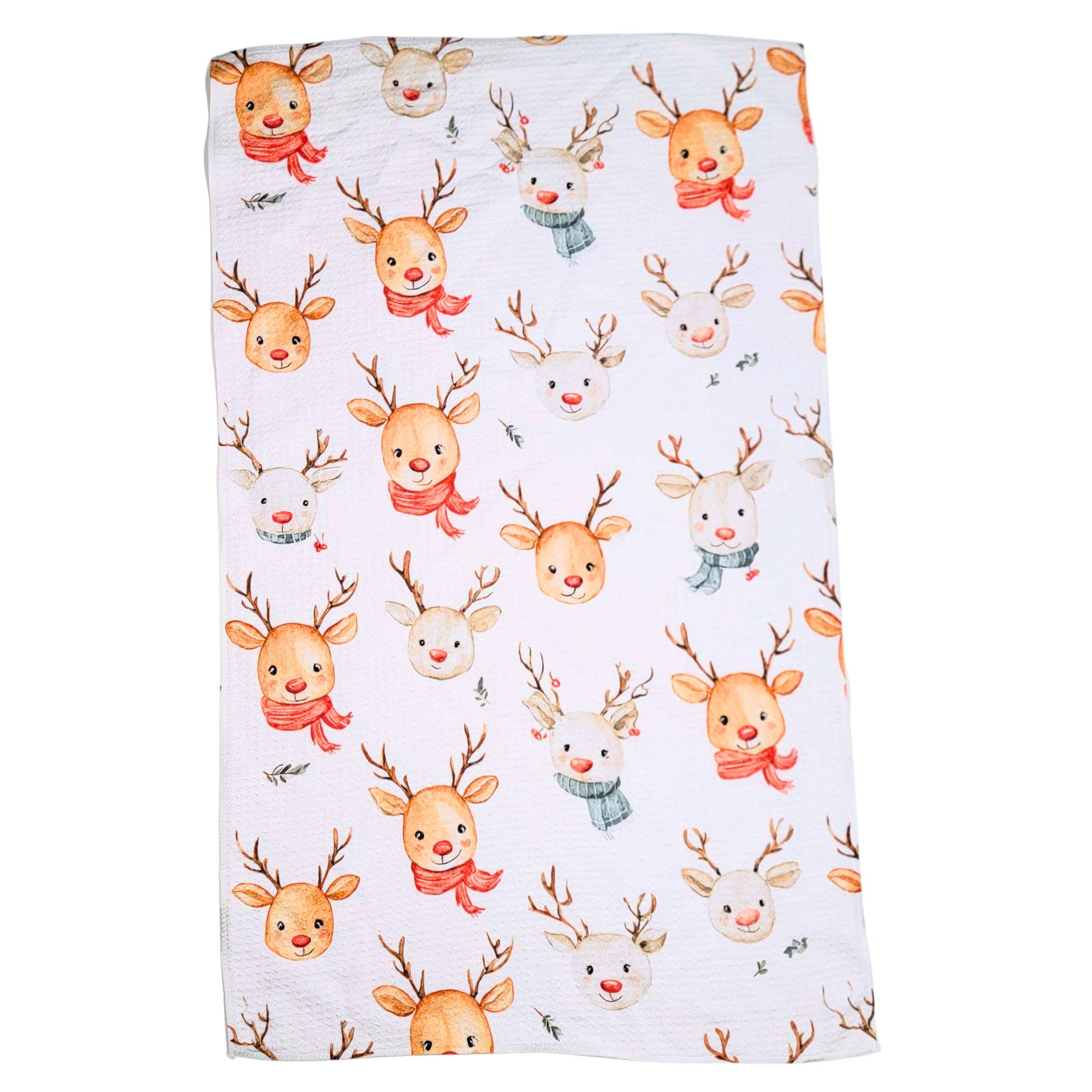 Christmas Reindeer - Holiday Decor Waffle Towels