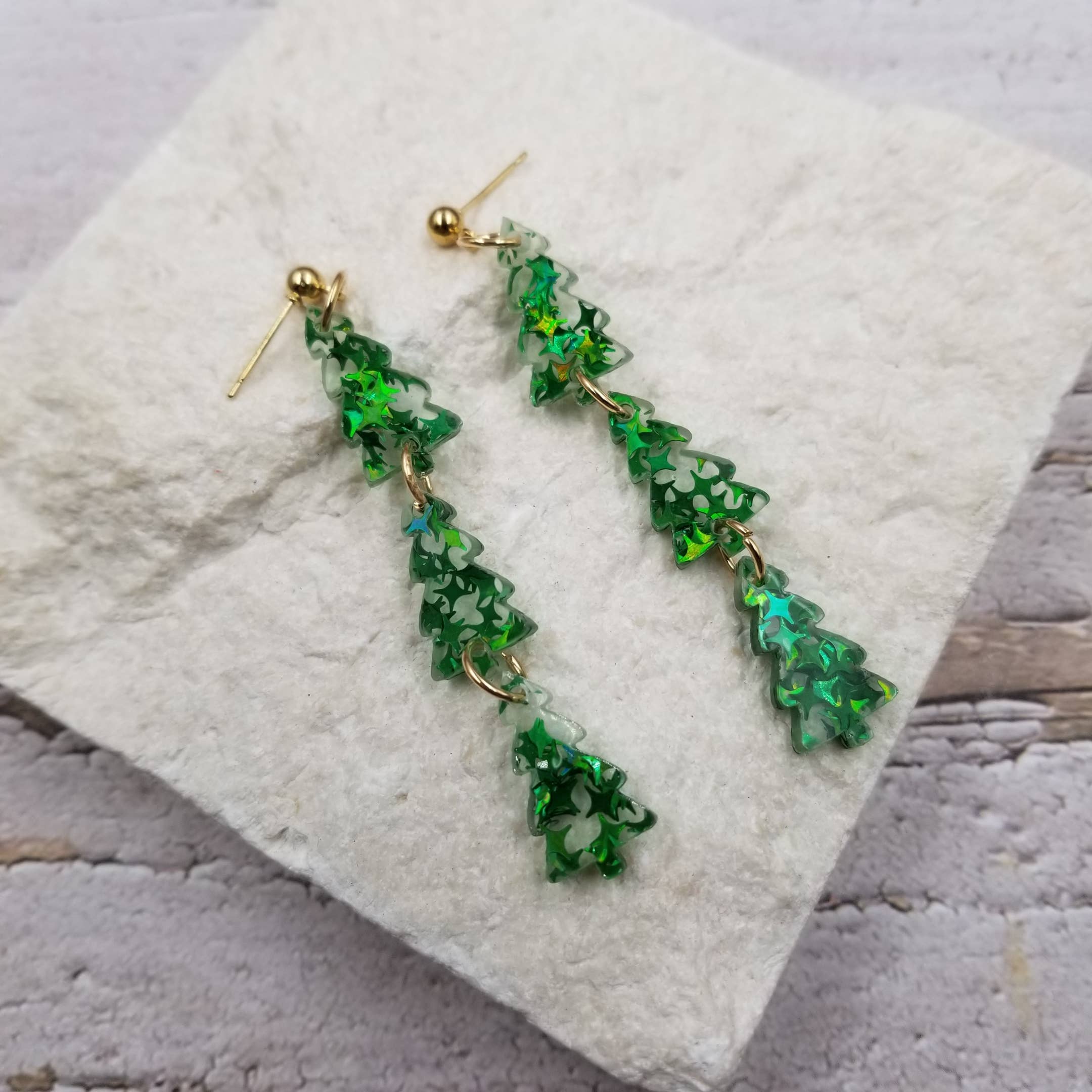 Connecting Little Tree Christmas Earrings
