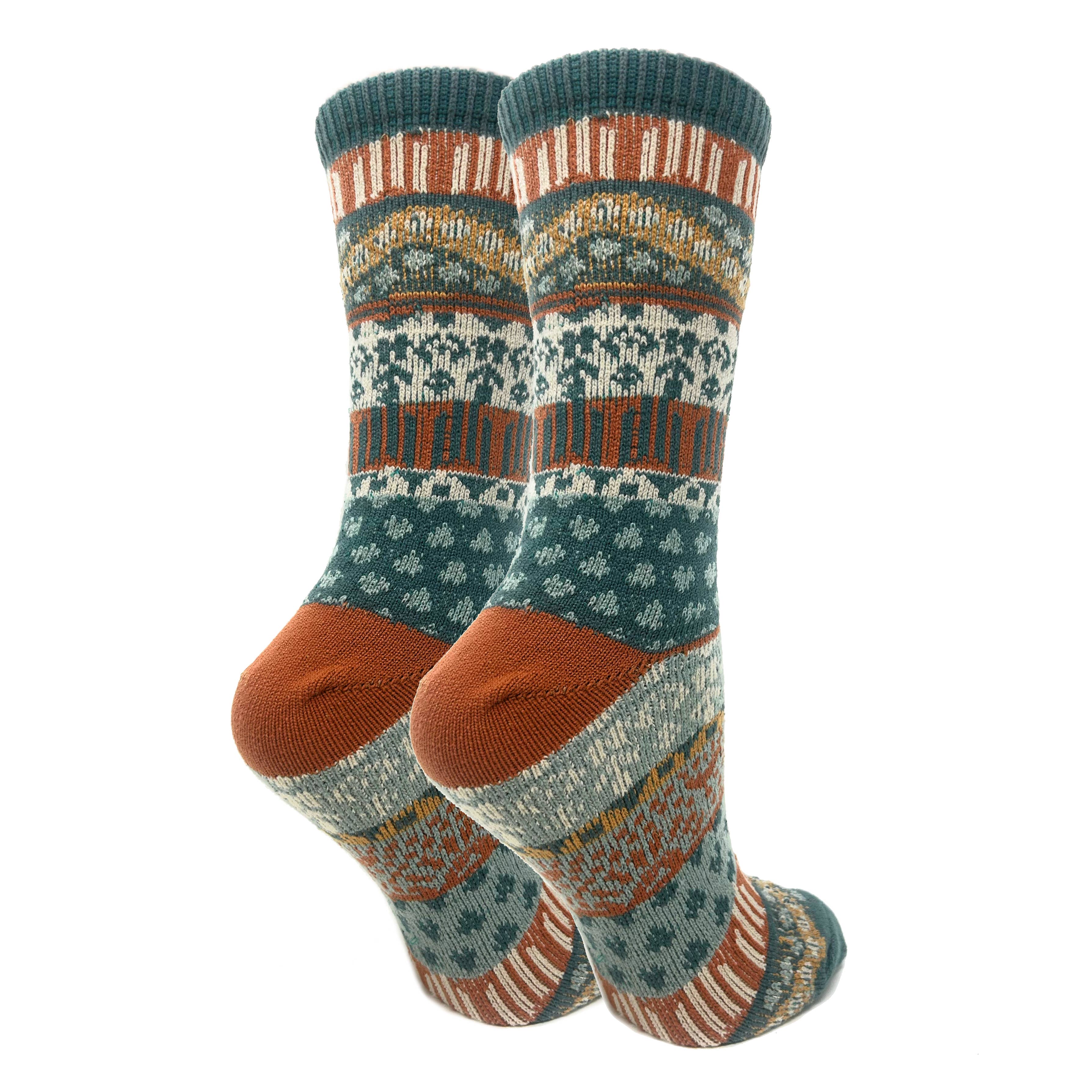 Ellie | Women's Fuzzy Fair Isle Knit Socks