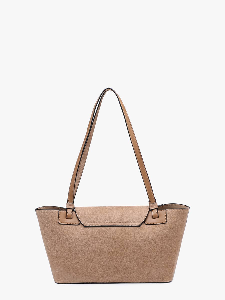 Reese Faux Suede Shoulder Bag w/ Inner Bag