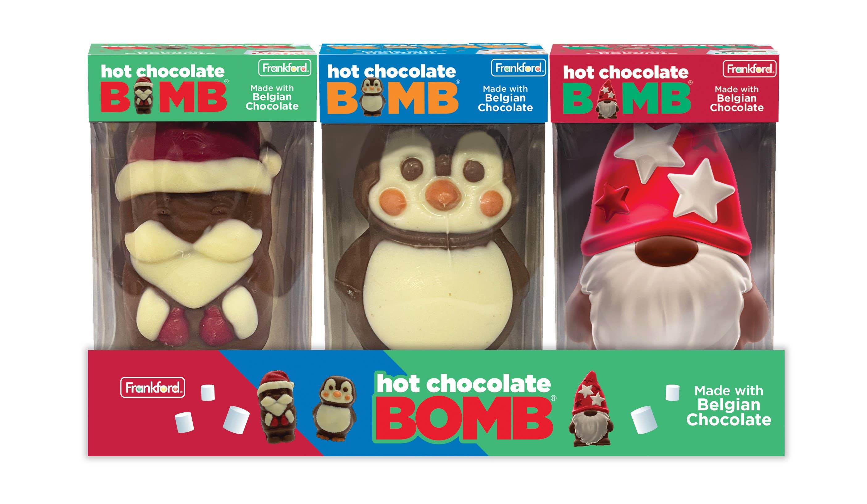 Frankford Color Hot Chocolate Bomb, Santa/Penguin/Gnome 12ct
