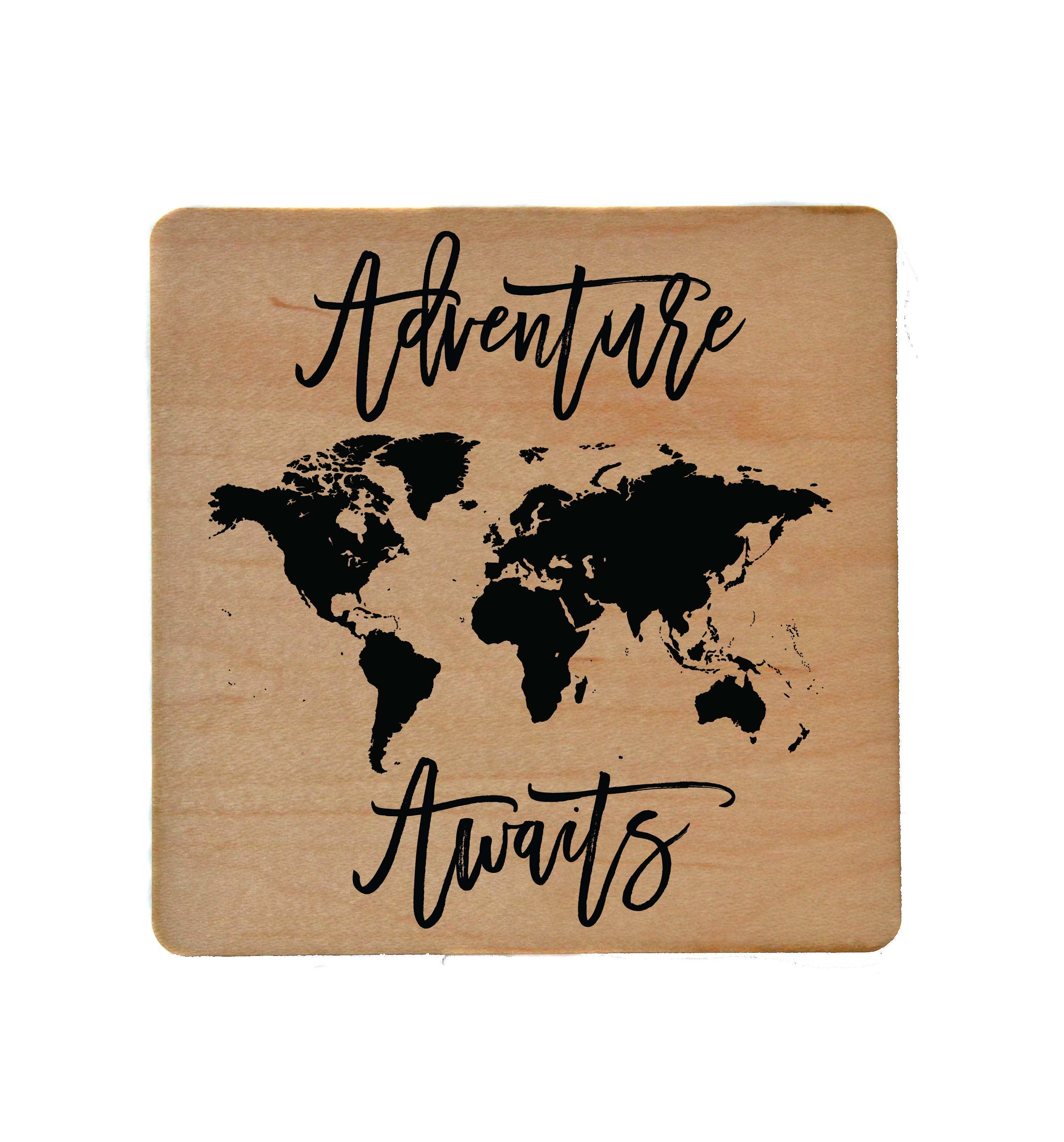 Adventure Awaits Travel Wood Coaster With Cork