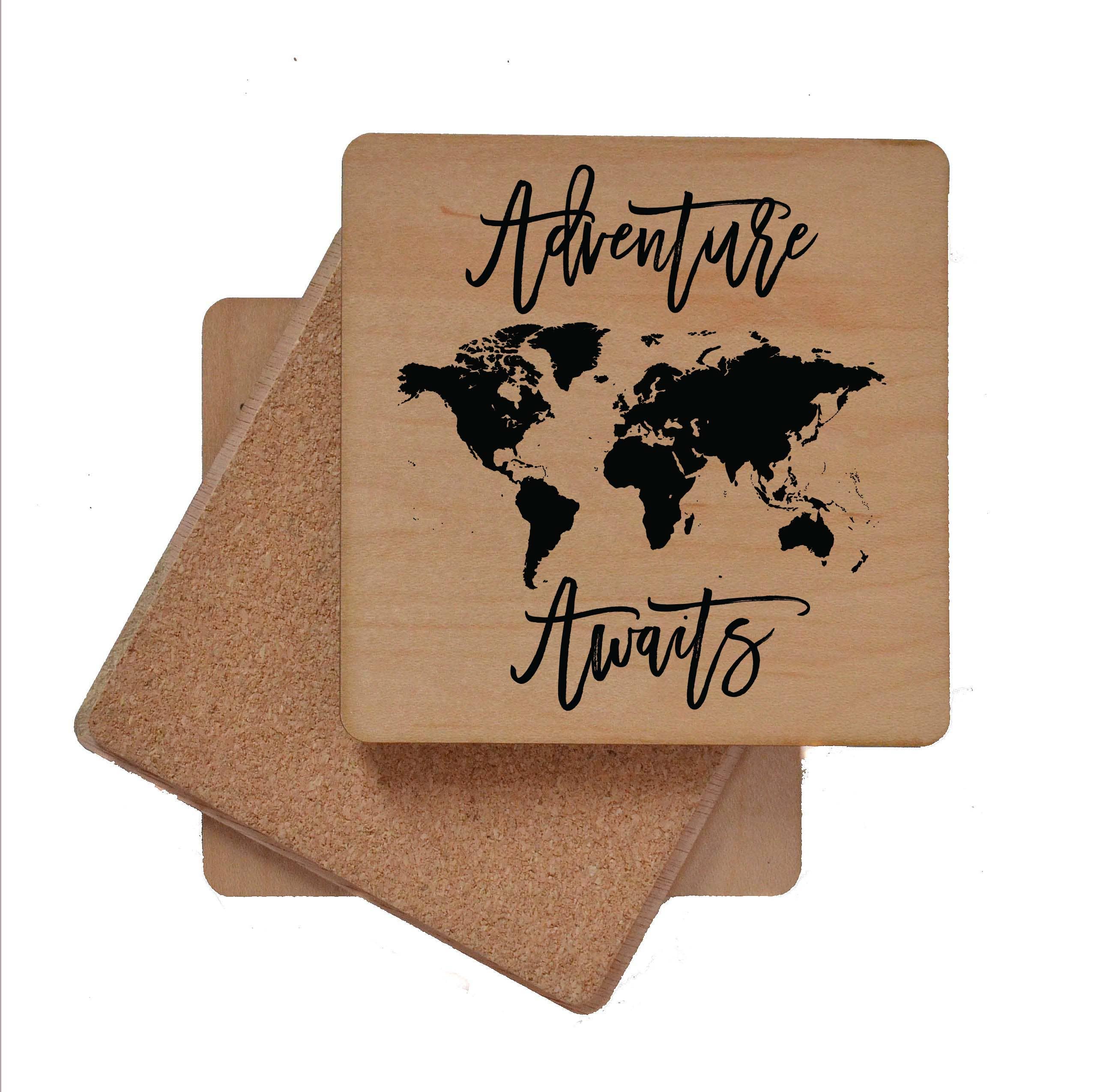 Adventure Awaits Travel Wood Coaster With Cork