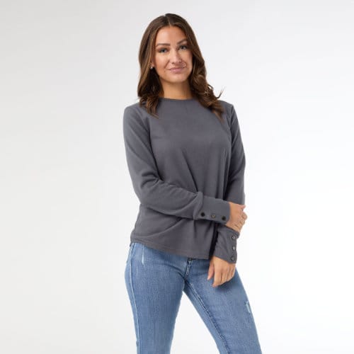 Alexis Smoke Super Soft Top with Snap Cuff