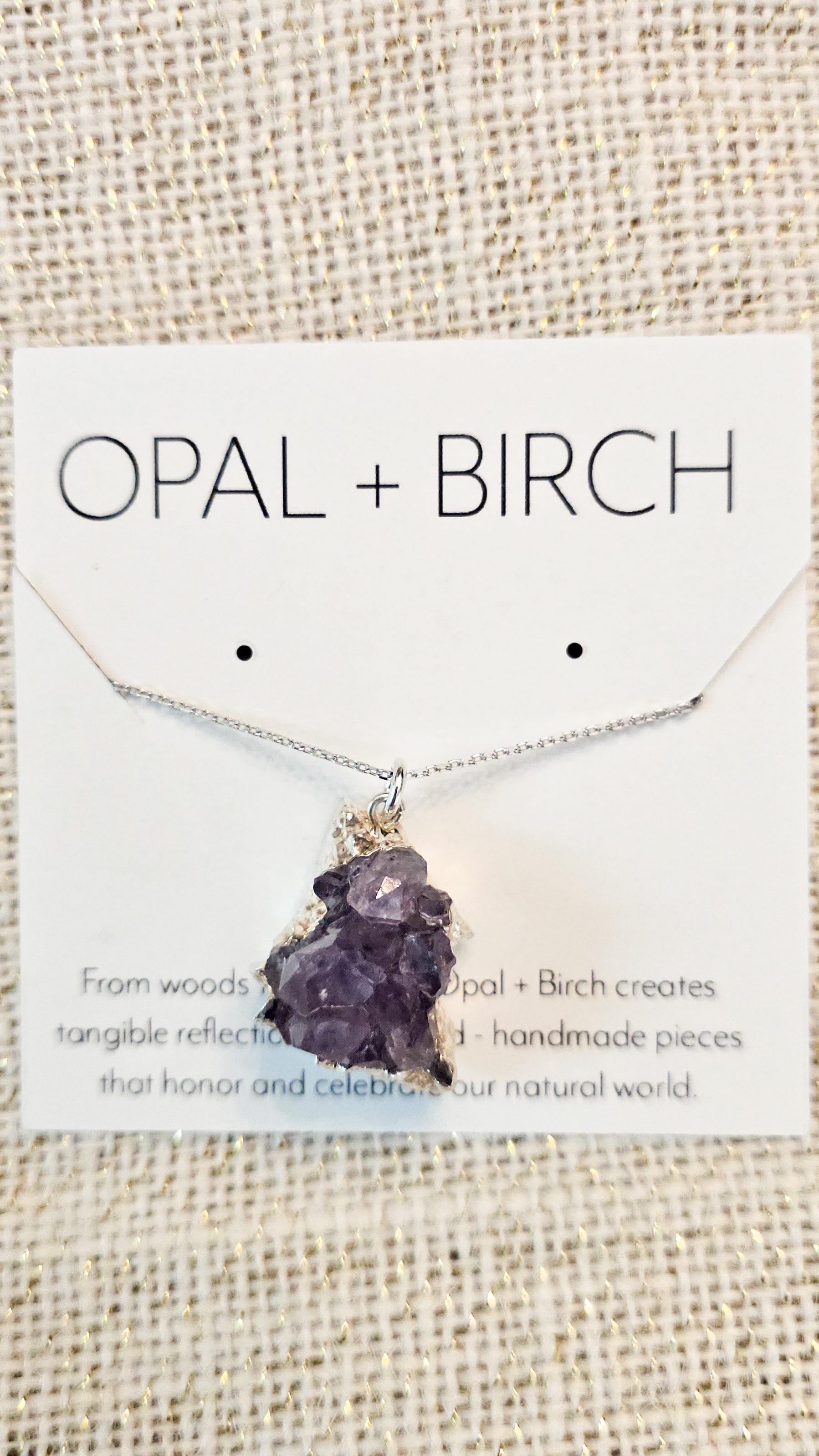 AB #26 (Alyssa B - Opal & Birch)) Jewelry Amethyst Crystal Sterling Silver Necklace