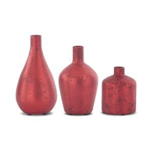 K&K Seasonal Decor Antique Red Matte Glass Bottle Vases