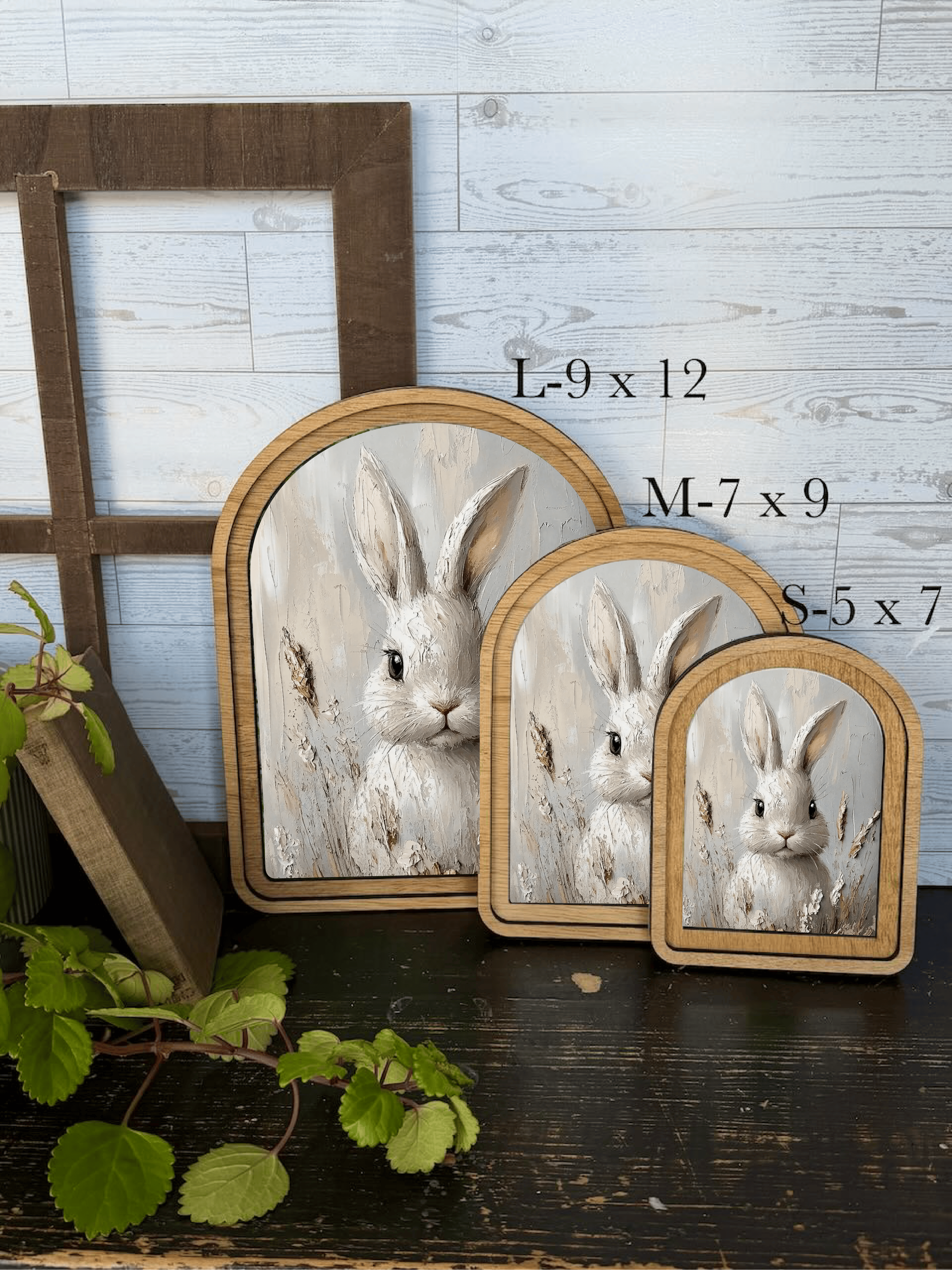 Arch Frame Art Books Stacked Floral | Wood & Canvas: Small