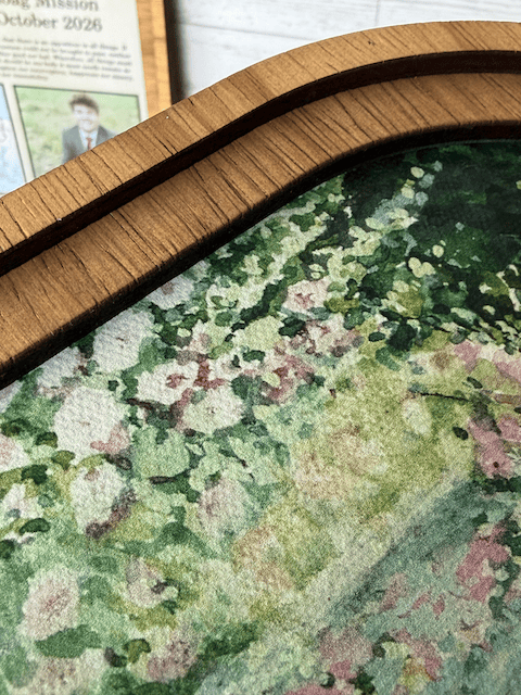 Arch Frame Art Books Stacked Floral | Wood & Canvas: Small