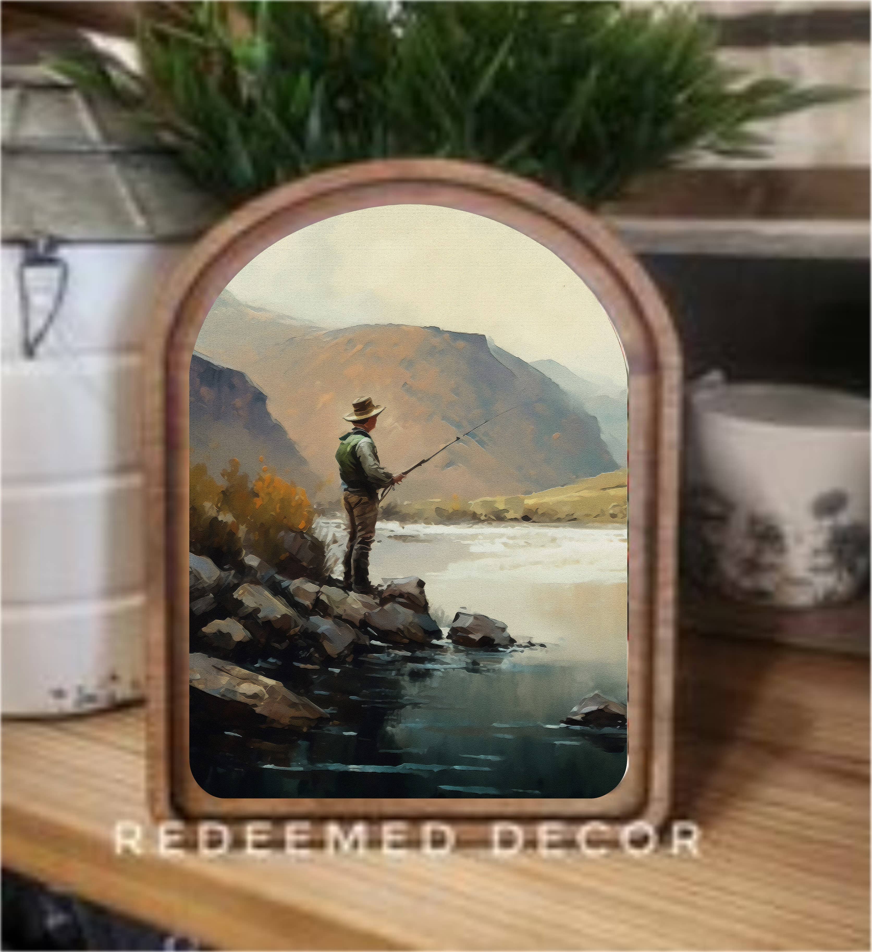 Redeemed Decor Arch Top Fisherman Framed Art   : 6x8"