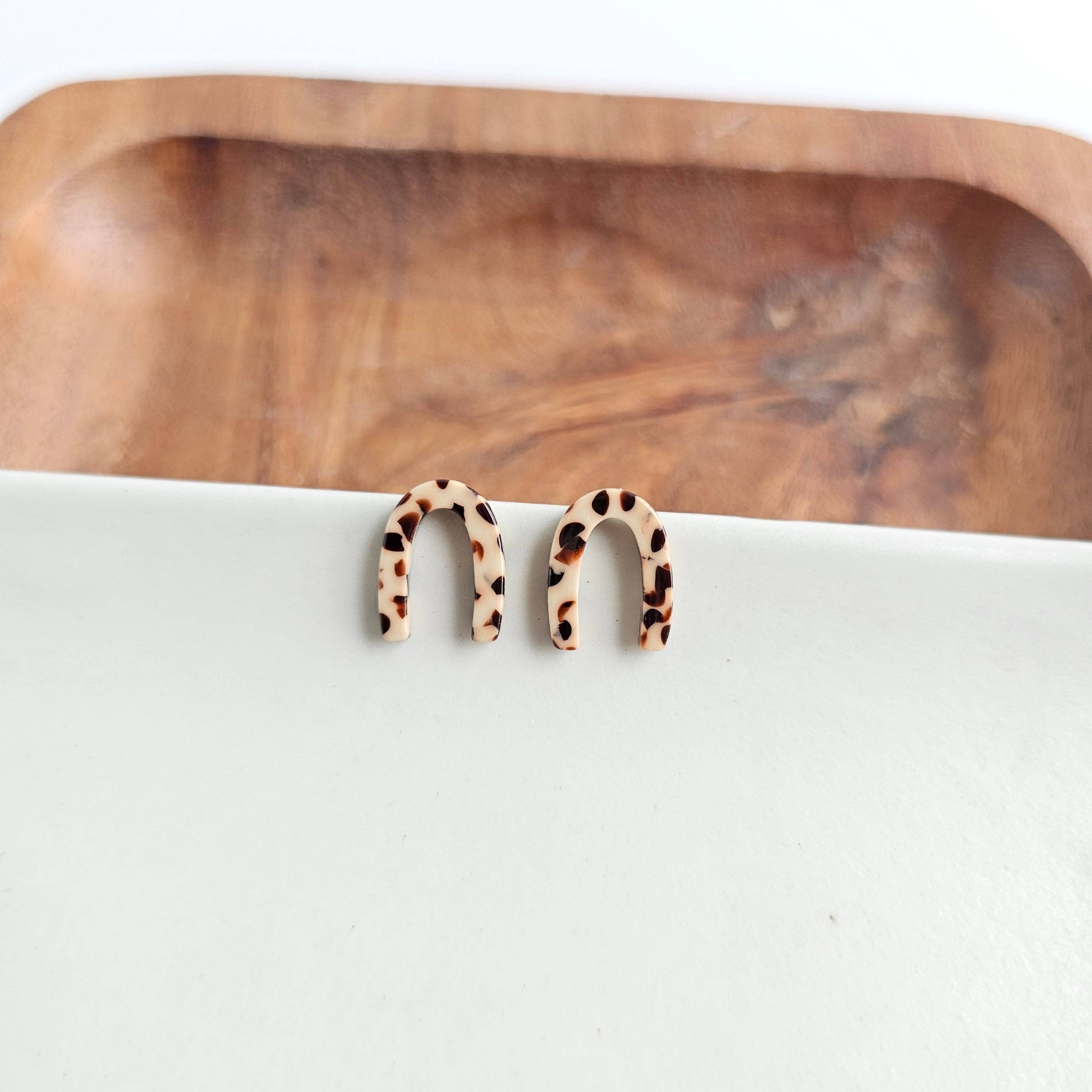 Archie Mini Studs - Brown Dot